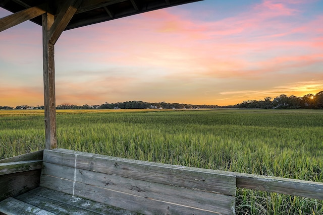 yard at dusk with a rural view