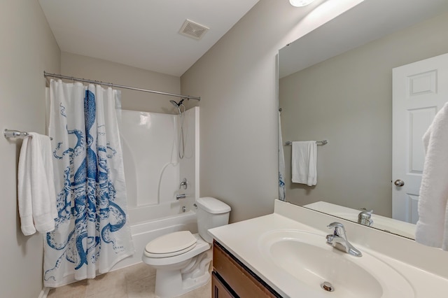8038 Regency Elm Dr, North Charleston, SC 29406 - full bathroom with toilet, vanity, tile patterned floors, and shower / bath combination with curtain