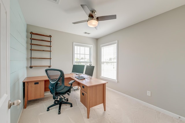 8038 Regency Elm Dr, North Charleston, SC 29406 - office space featuring light colored carpet, ceiling fan, and baseboards