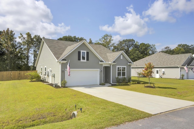 view of front facade featuring a front lawn and a garage