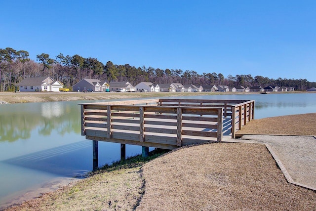 view of dock featuring a water view