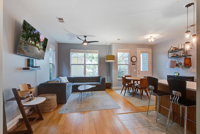 5134 E Liberty Park Cir N, Charleston, SC 29405 - living area with a ceiling fan and light wood finished floors