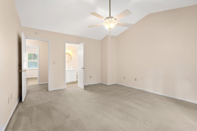 1383 Camp Rd Unit C, Charleston, SC 29412 - unfurnished bedroom with light carpet, lofted ceiling, ensuite bath, and ceiling fan