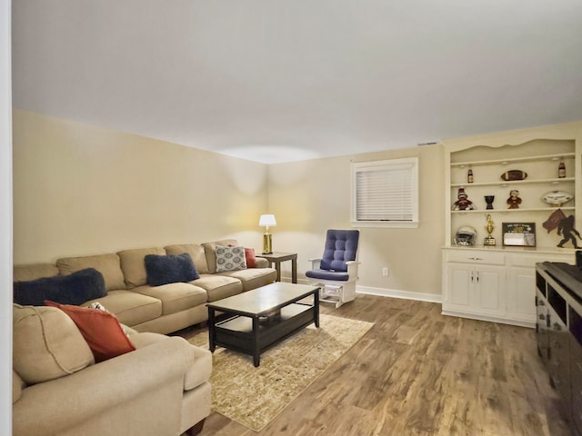 living room with hardwood / wood-style floors