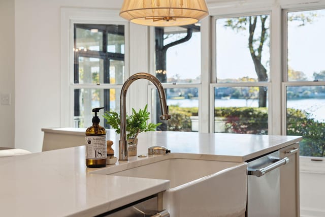 interior space with sink and stainless steel dishwasher