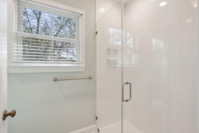 full bathroom with a shower stall