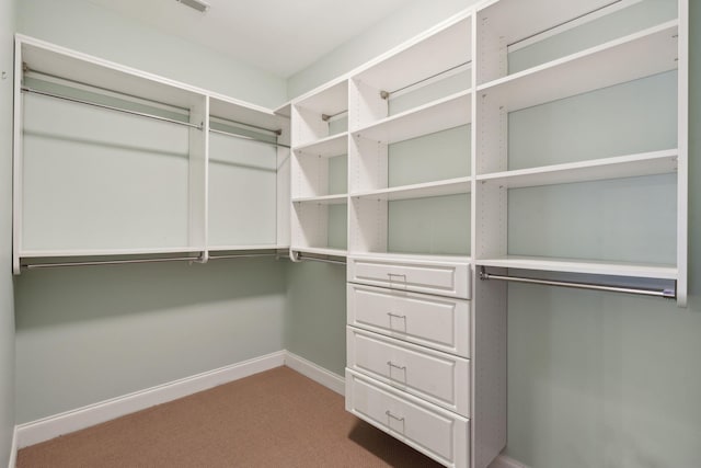 walk in closet featuring carpet