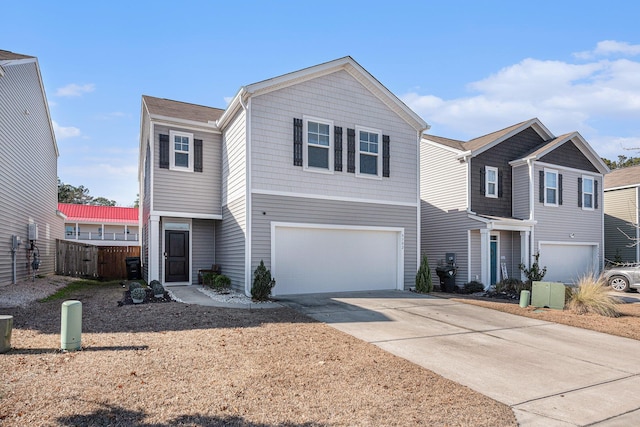 view of front of property featuring a garage