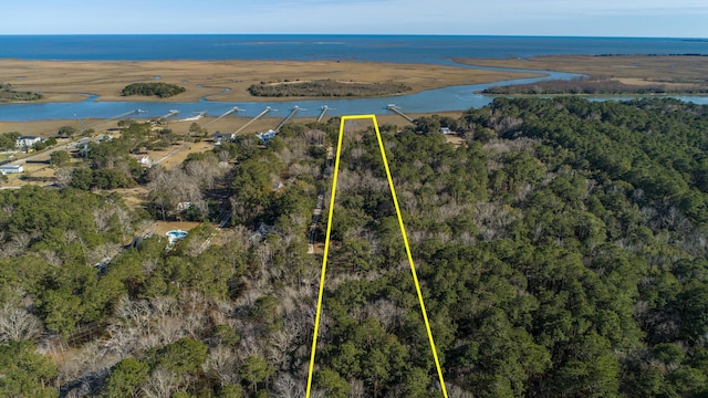 0 Doar Rd, Awendaw, SC 29429 - aerial overview of property's location featuring property boundaries highlighted, a large body of water, and a forest