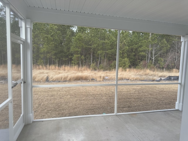 view of unfurnished sunroom