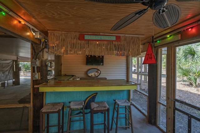 818 Club Cottage Ct, Edisto Beach, SC 29438 - bar area featuring wooden ceiling and wood walls