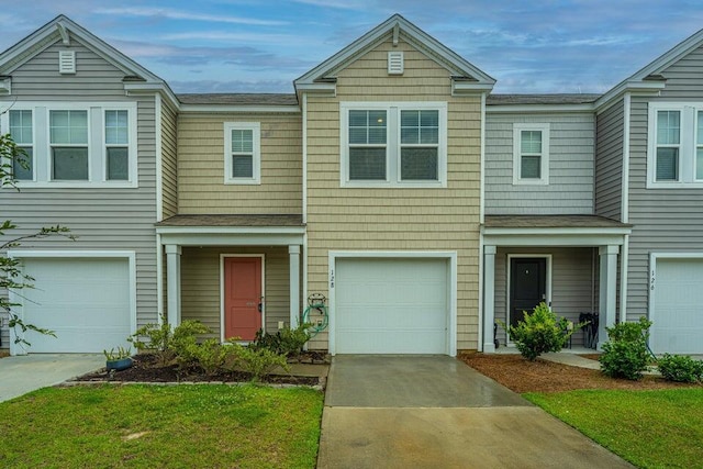 view of property with a garage