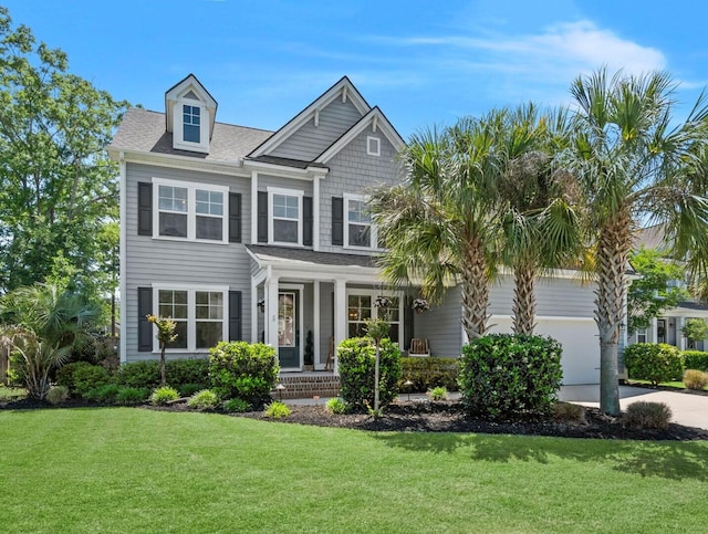 4019 Cascades Thrust, Summerville, SC 29483 - view of front of property with a garage, driveway, a front yard, and a porch