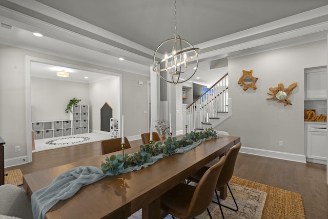 4019 Cascades Thrust, Summerville, SC 29483 - dining room with recessed lighting, baseboards, an inviting chandelier, wood finished floors, and stairway