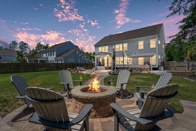 4019 Cascades Thrust, Summerville, SC 29483 - view of patio / terrace featuring a fenced backyard and an outdoor fire pit
