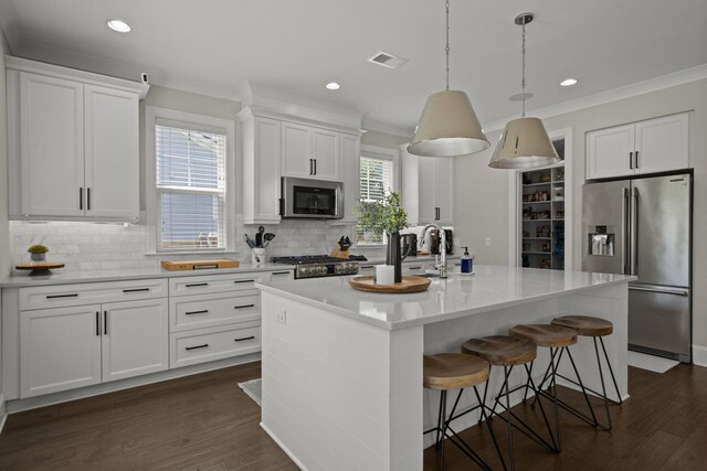 4019 Cascades Thrust, Summerville, SC 29483 - kitchen featuring stainless steel appliances, tasteful backsplash, a kitchen breakfast bar, and recessed lighting