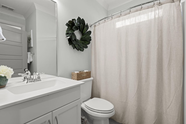 4019 Cascades Thrust, Summerville, SC 29483 - bathroom featuring crown molding, toilet, visible vents, and vanity