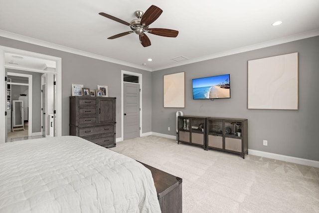 4019 Cascades Thrust, Summerville, SC 29483 - bedroom with light colored carpet, ornamental molding, baseboards, and recessed lighting