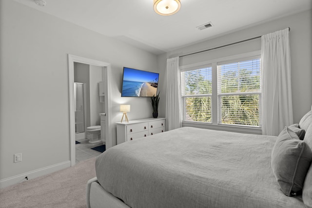 4019 Cascades Thrust, Summerville, SC 29483 - bedroom with baseboards, ensuite bathroom, visible vents, and light colored carpet