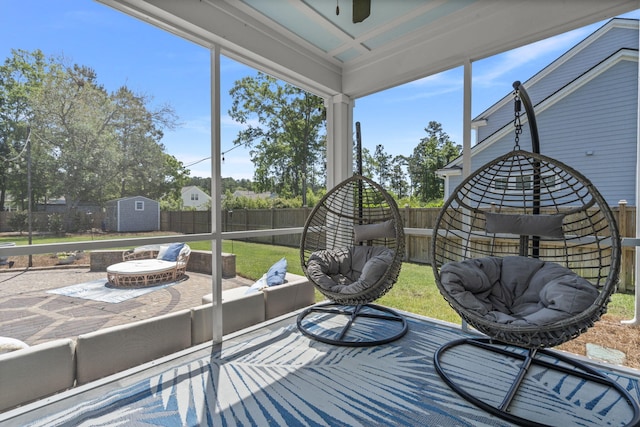 4019 Cascades Thrust, Summerville, SC 29483 - sunroom with a ceiling fan and an outdoor hangout area