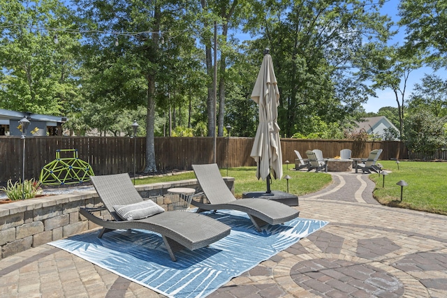 4019 Cascades Thrust, Summerville, SC 29483 - view of patio / terrace with a fire pit and a fenced backyard