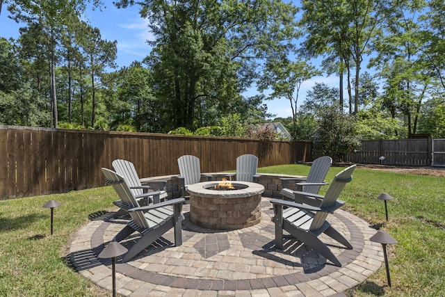 4019 Cascades Thrust, Summerville, SC 29483 - view of patio with a fire pit and a fenced backyard