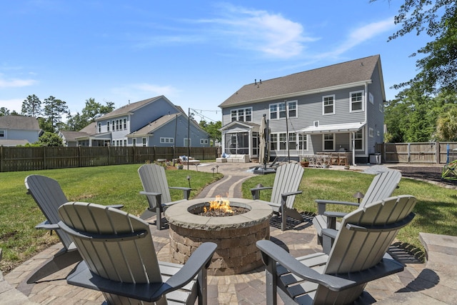 4019 Cascades Thrust, Summerville, SC 29483 - view of patio with a fenced backyard and a fire pit