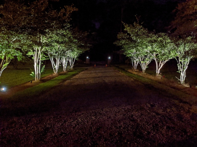 view of yard at twilight