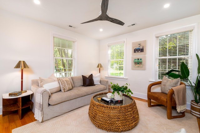 31 Lyttleton Ave, Charleston, SC 29407 - living room with recessed lighting, wood finished floors, and ceiling fan