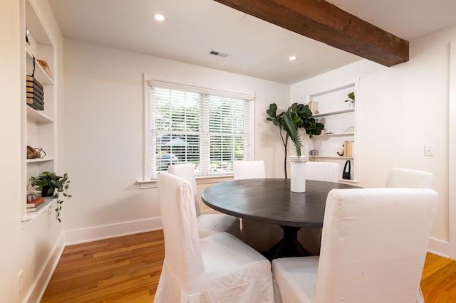 31 Lyttleton Ave, Charleston, SC 29407 - dining room featuring light wood-style flooring, recessed lighting, beam ceiling, and built in features