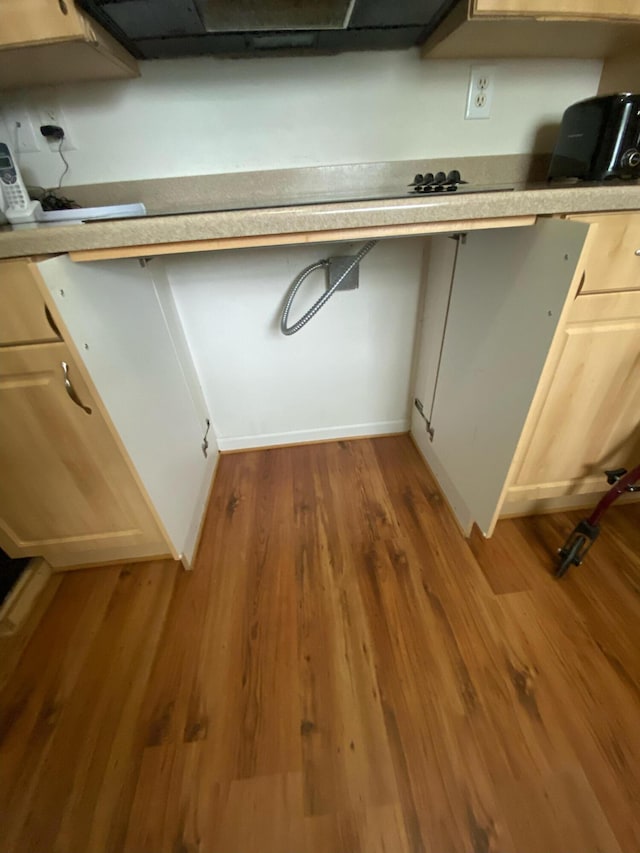 room details featuring wood finished floors and light countertops