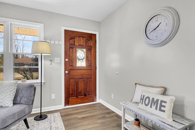 entrance foyer featuring dark hardwood / wood-style flooring