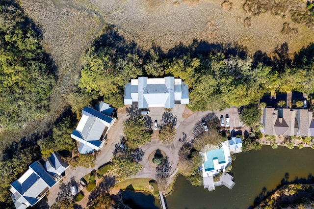 bird's eye view featuring a water view