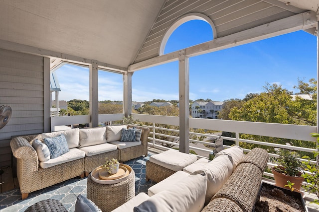 view of patio featuring a balcony and outdoor lounge area