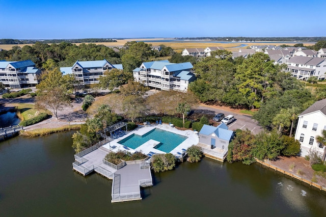 bird's eye view featuring a water view