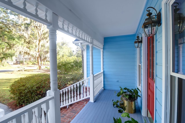 wooden deck with covered porch