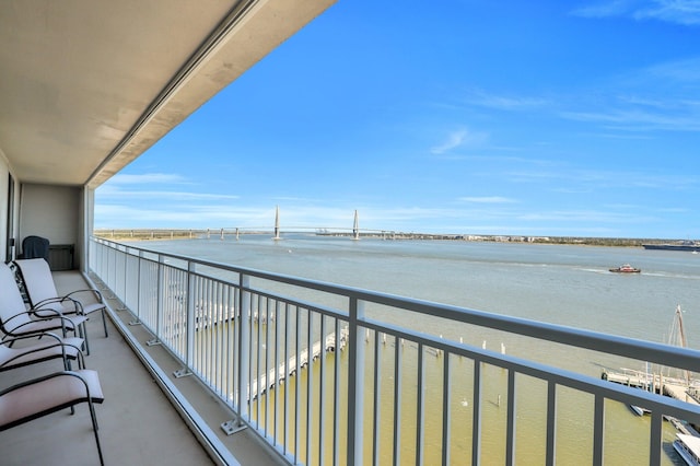 balcony with a water view