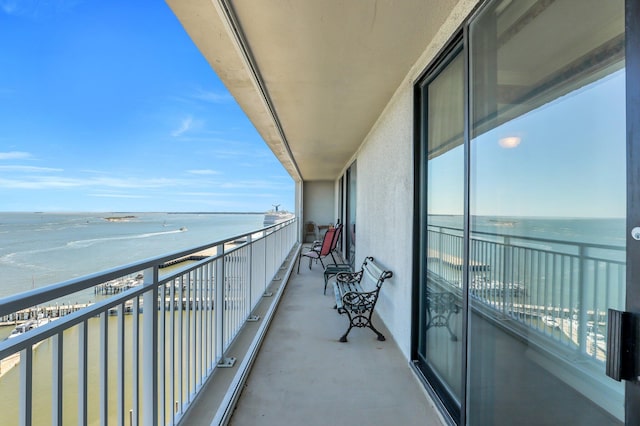 balcony with a water view