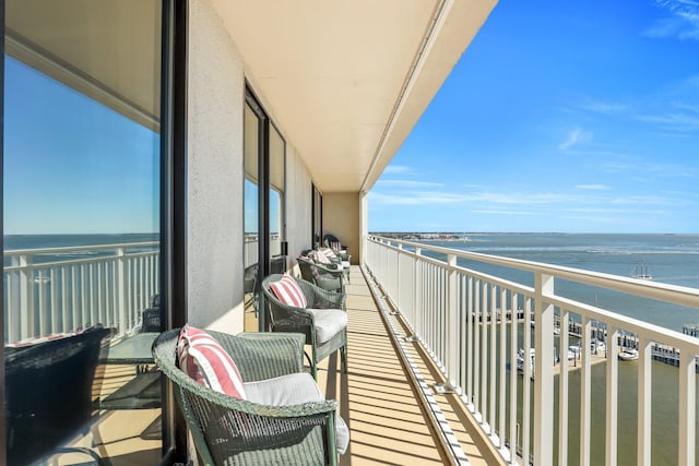 balcony with a water view