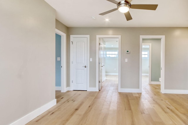 125 Oak Bay Dr, Georgetown, SC 29440 - spare room featuring ceiling fan, light wood-type flooring, and recessed lighting