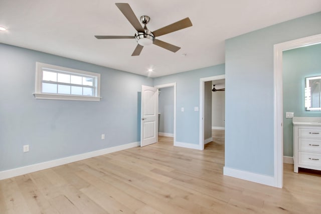 125 Oak Bay Dr, Georgetown, SC 29440 - unfurnished bedroom featuring light wood-style floors, recessed lighting, ensuite bath, and a ceiling fan