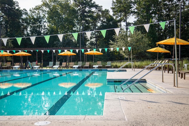community pool with a patio