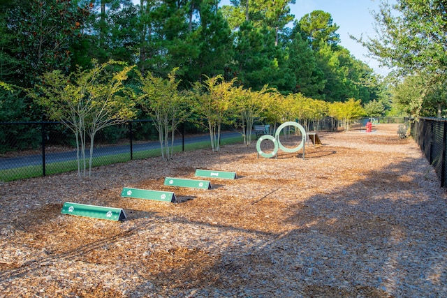 view of community with fence and a dog friendly area