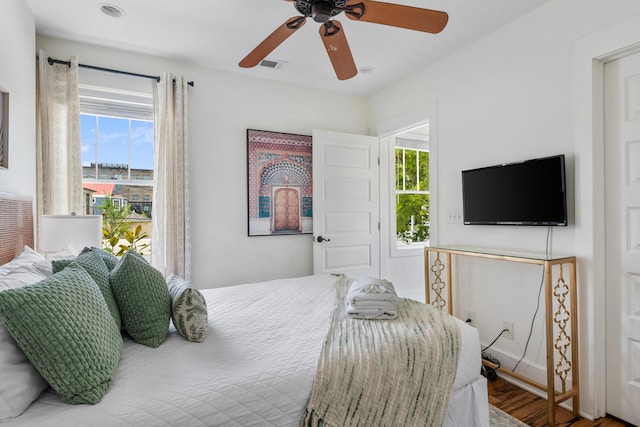 170 Spring St, Charleston, SC 29403 - bedroom with wood finished floors and ceiling fan