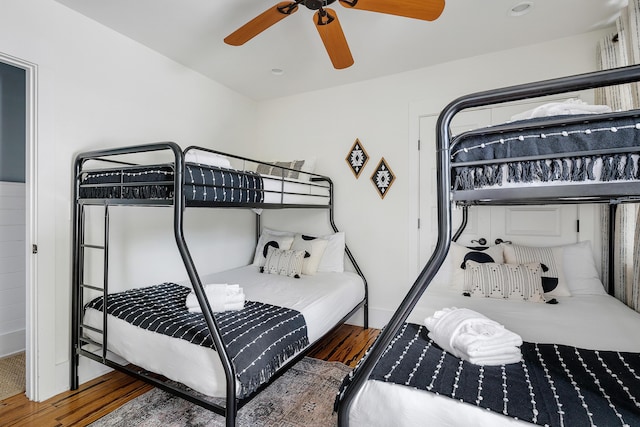 170 Spring St, Charleston, SC 29403 - bedroom with wood finished floors and ceiling fan