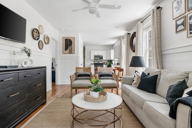 170 Spring St, Charleston, SC 29403 - living room featuring a ceiling fan and wood finished floors