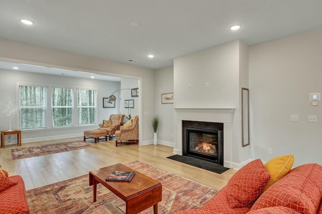 living room featuring light hardwood / wood-style floors