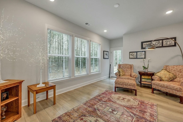 living area featuring light wood-type flooring