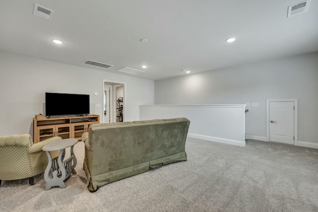 living room with carpet floors