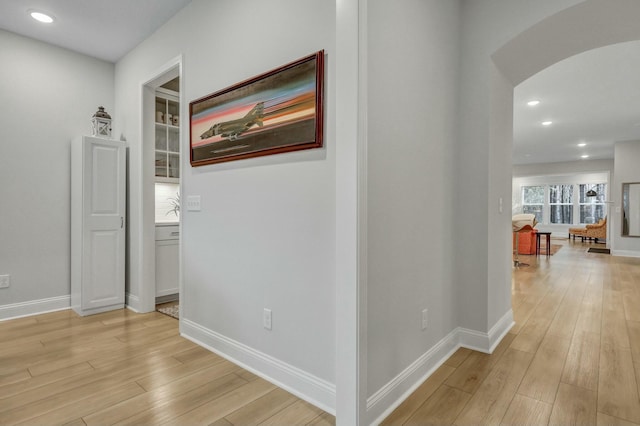 hall featuring light wood-type flooring